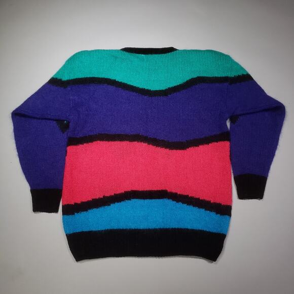 Vtg 80s Kristina Knit Pullover Mohair Blend Colorblock - Picture 8 of 8